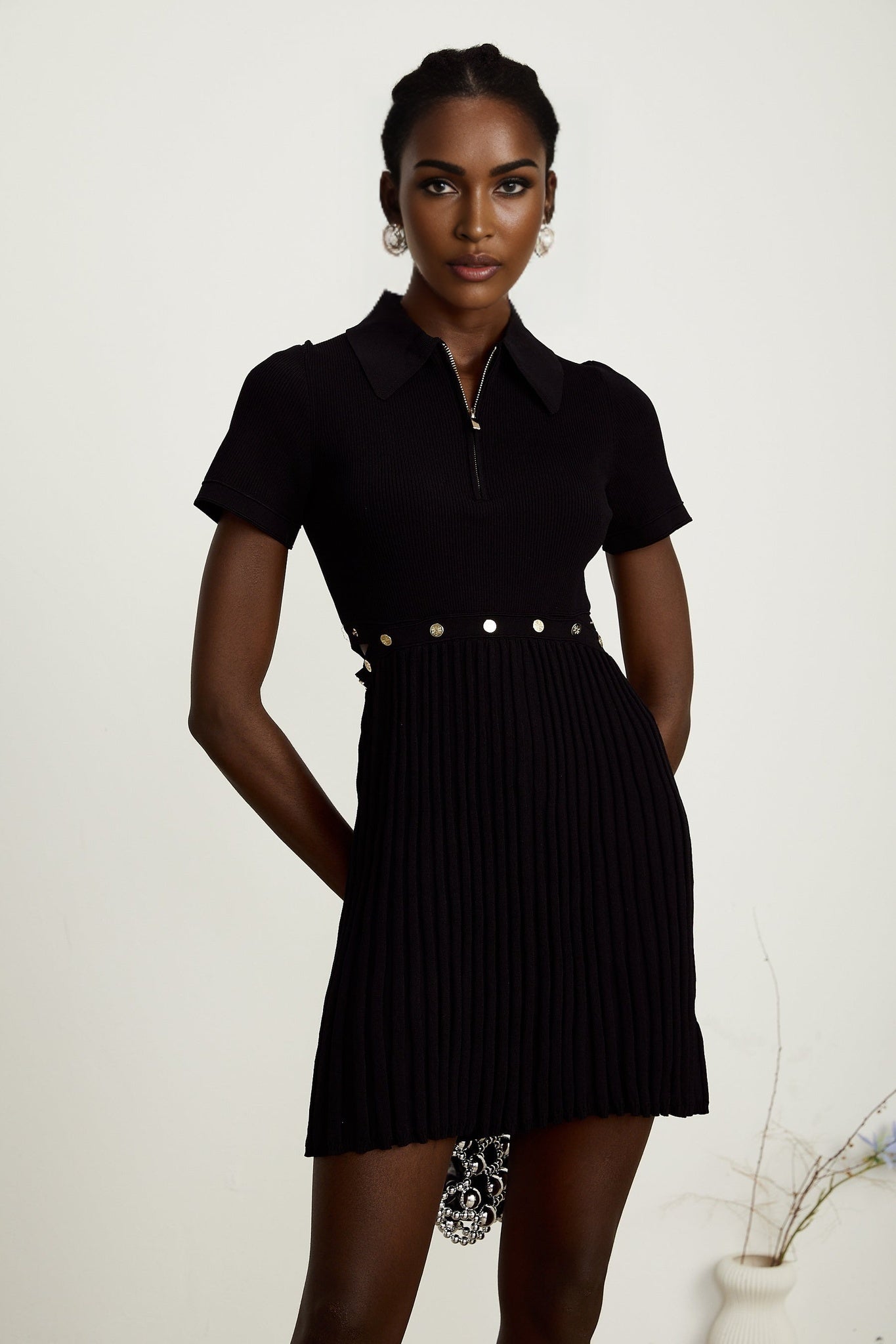 Shayla Mini Dress with Detachable Pleated Skirt