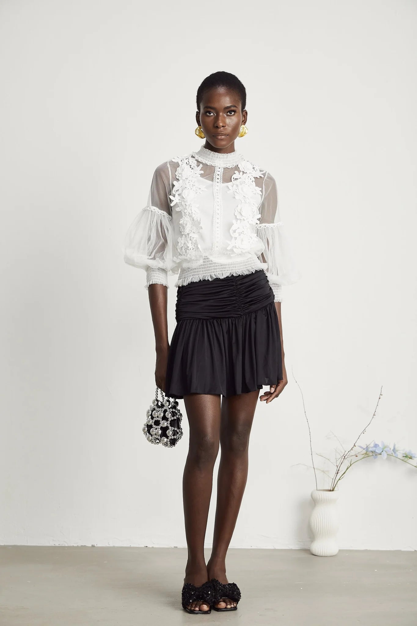 Shiloh Floral Top with Mesh Paneling