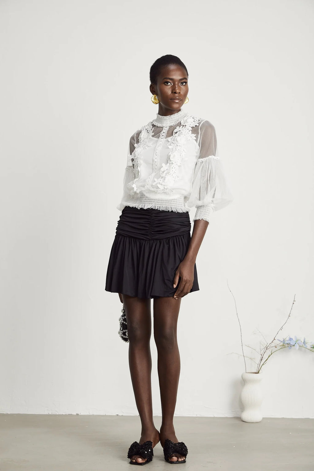 Shiloh Floral Top with Mesh Paneling