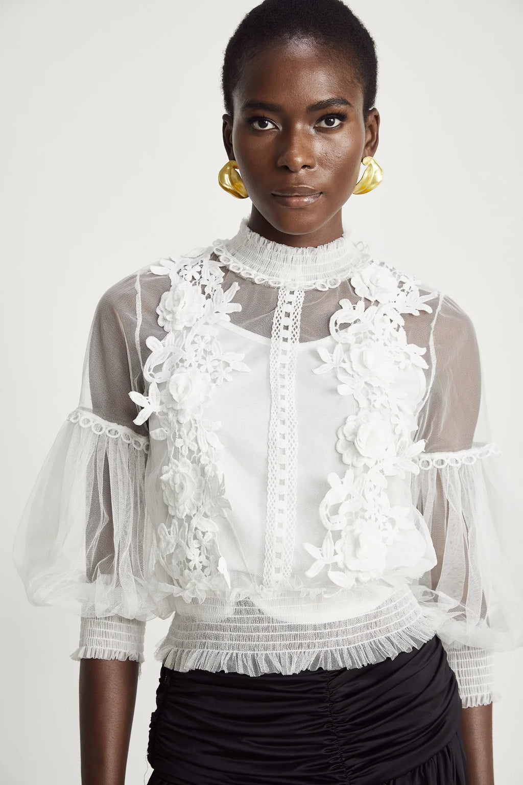 Shiloh Floral Top with Mesh Paneling