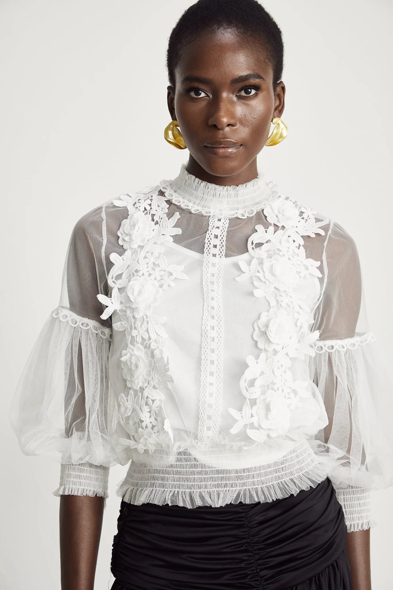 Shiloh Floral Top with Mesh Paneling