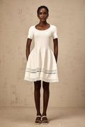 Shiloh Mini Dress White Knit Cut Out Scallop Hem