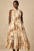 Sibilla Floral Print Tiered Midi Dress