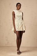 Sibilla Mini Dress Ivory White Lace Split Petal Thigh