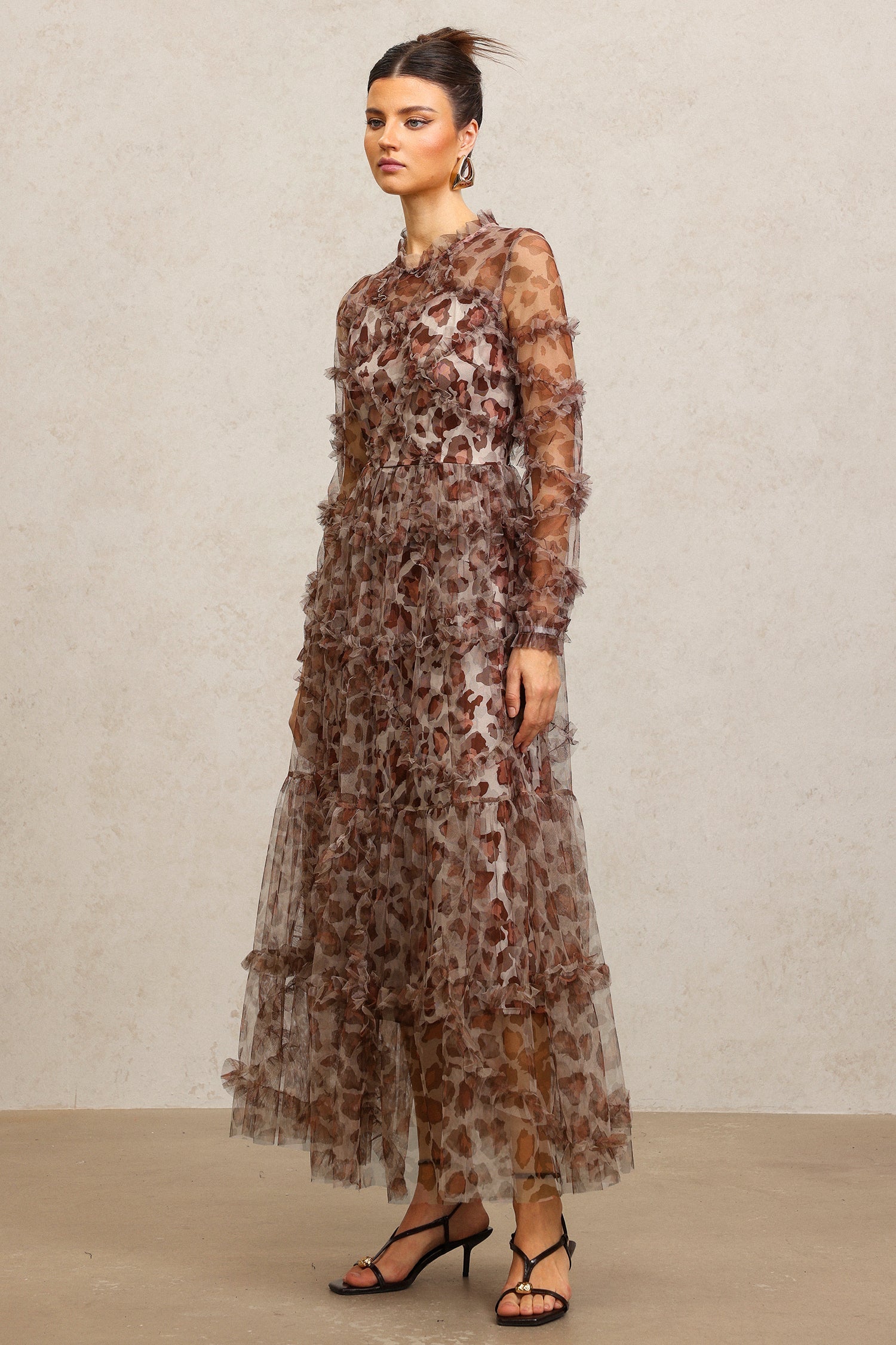 Sienna Brown Leopard Print Tiered Dress