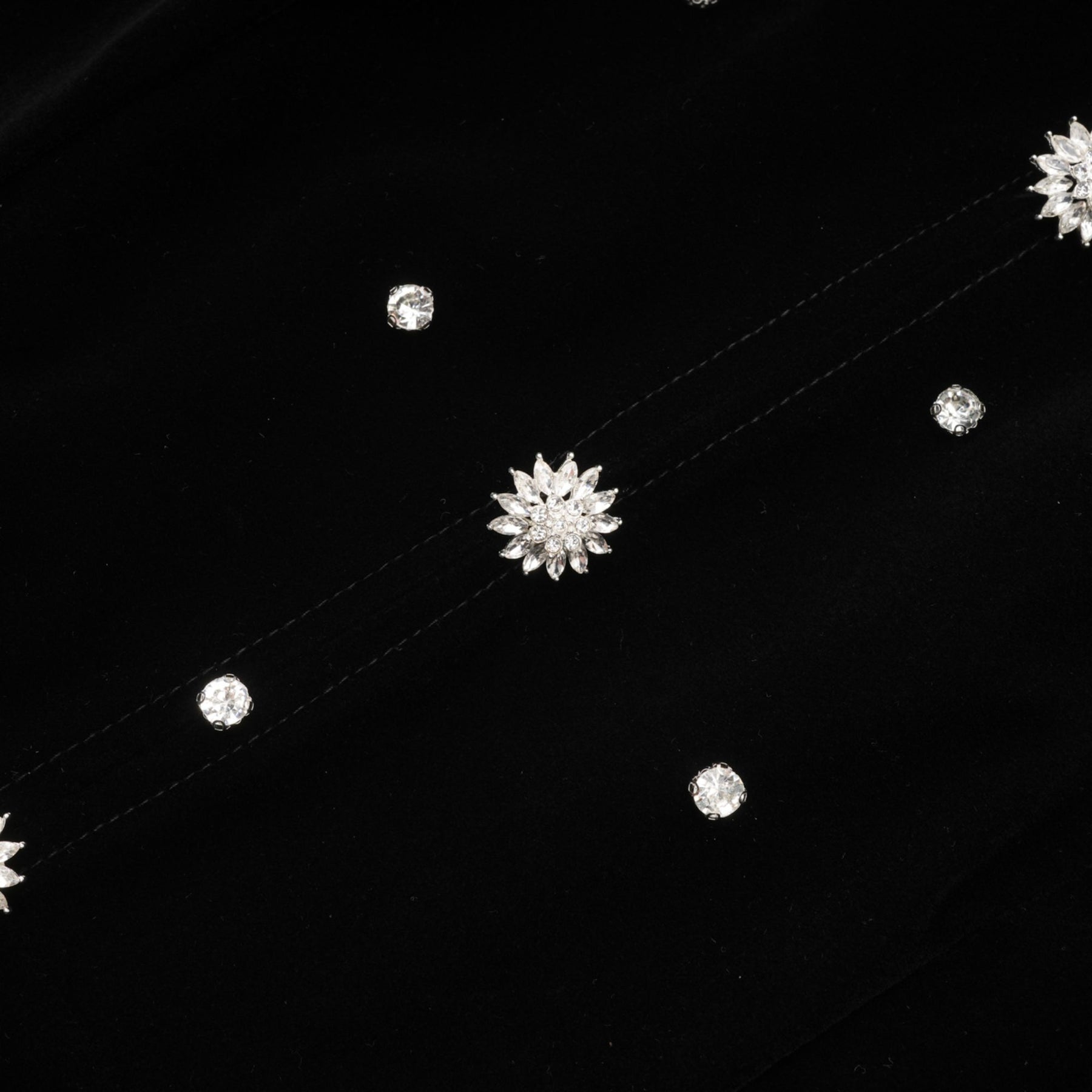 Sienna Midi Dress Black Velvet Crystal Bow Embellished Flare