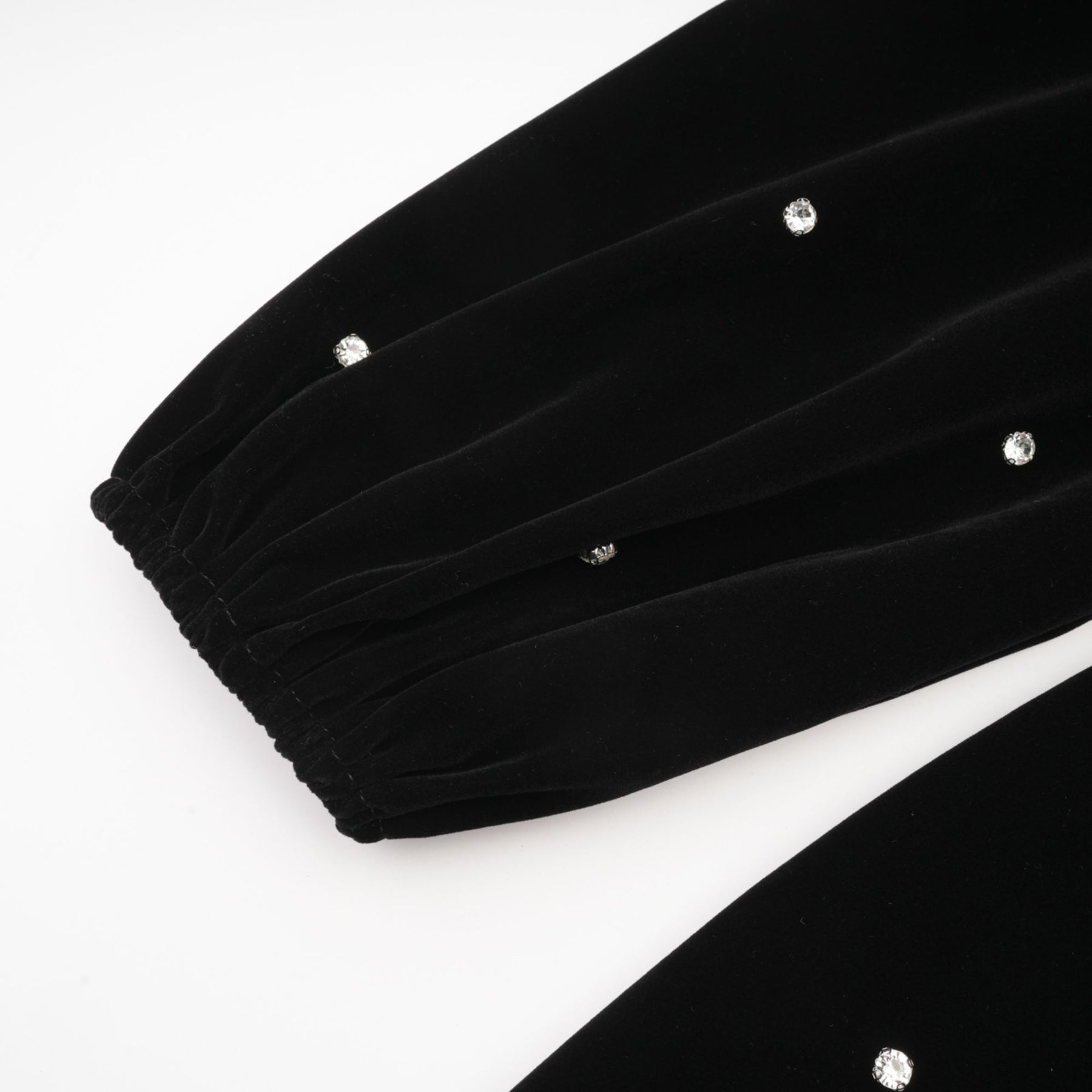 Sienna Midi Dress Black Velvet Crystal Bow Embellished Flare