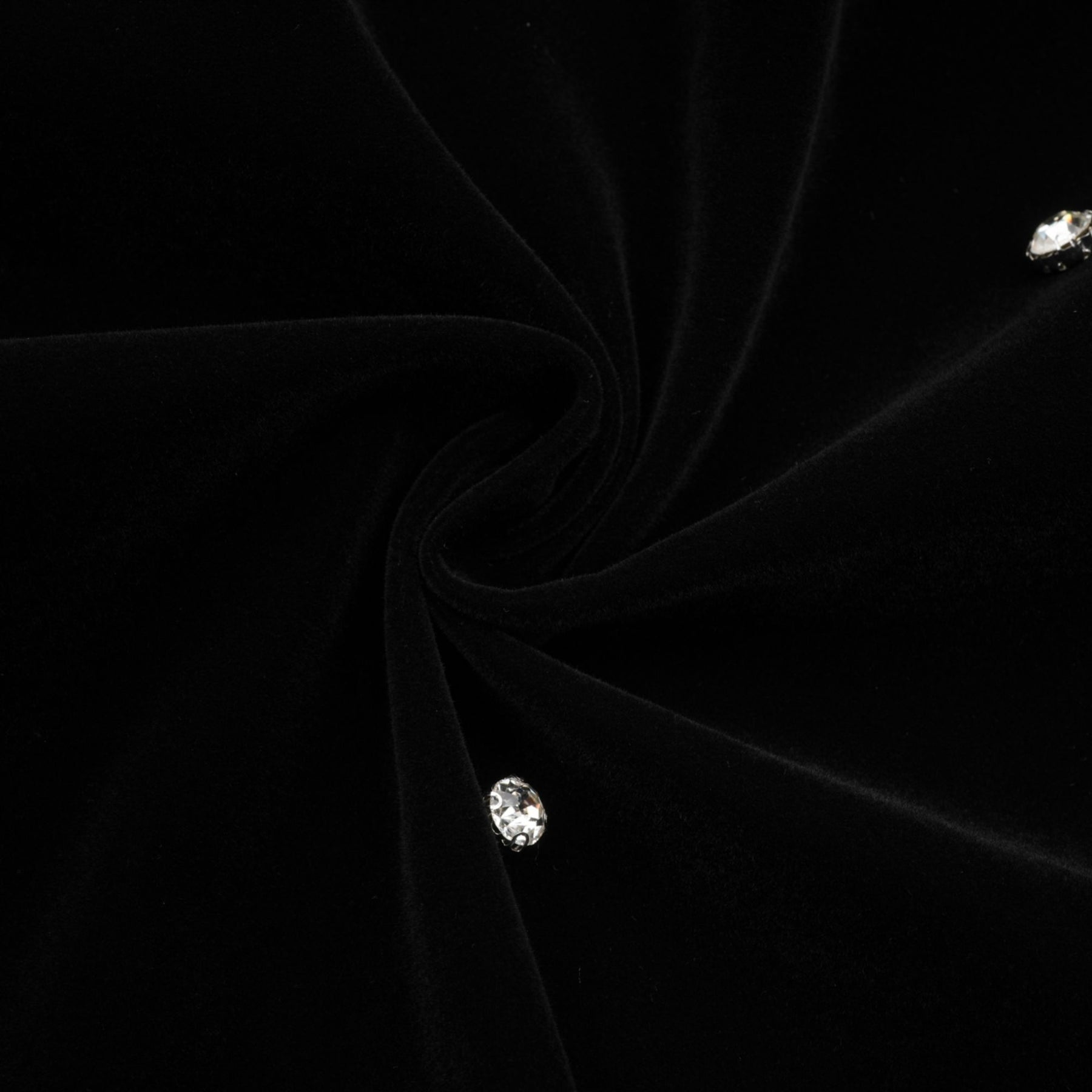 Sienna Midi Dress Black Velvet Crystal Bow Embellished Flare