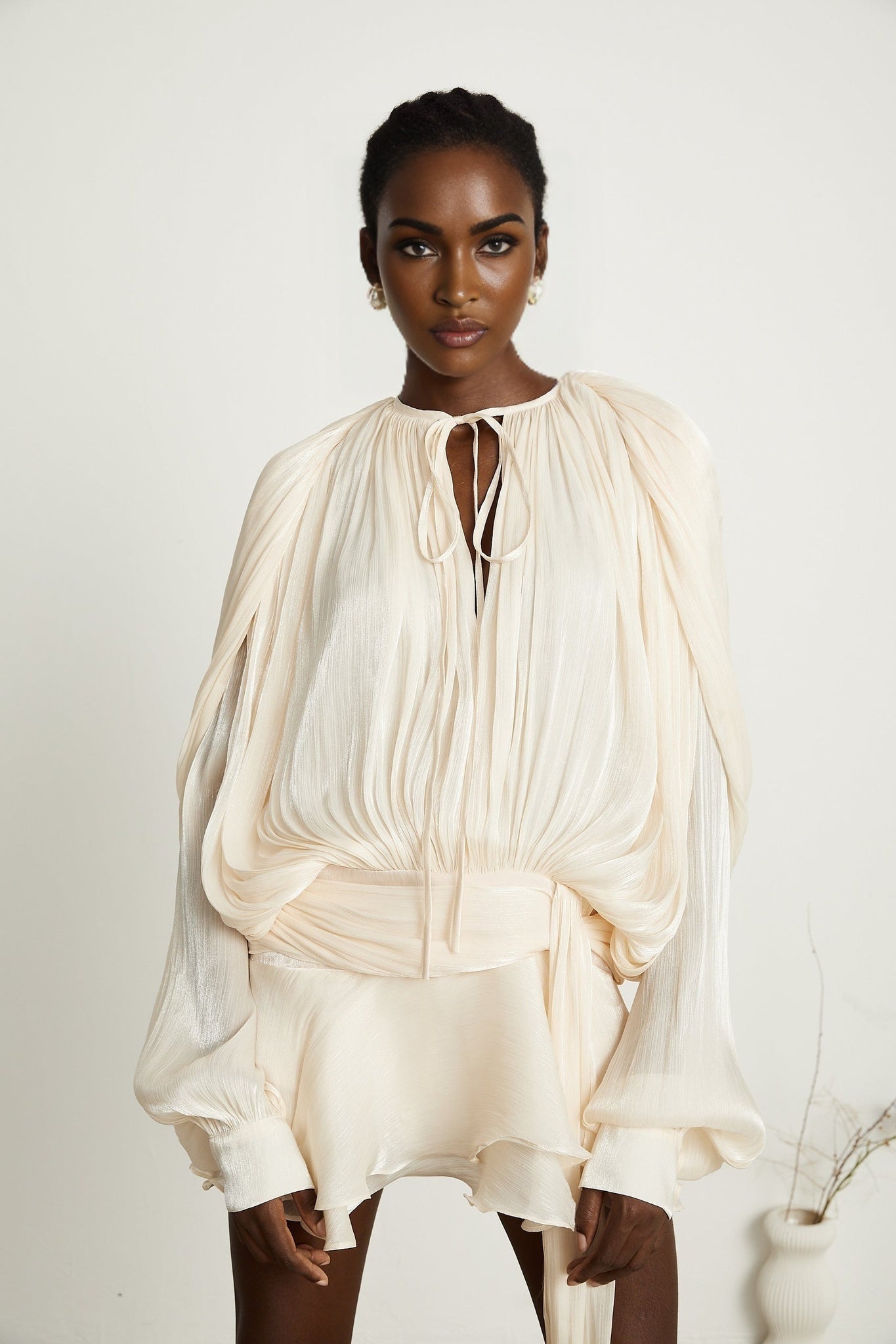 Sienna Mini Dress - Long Buttoned - Cuff Sleeves & Twist Design