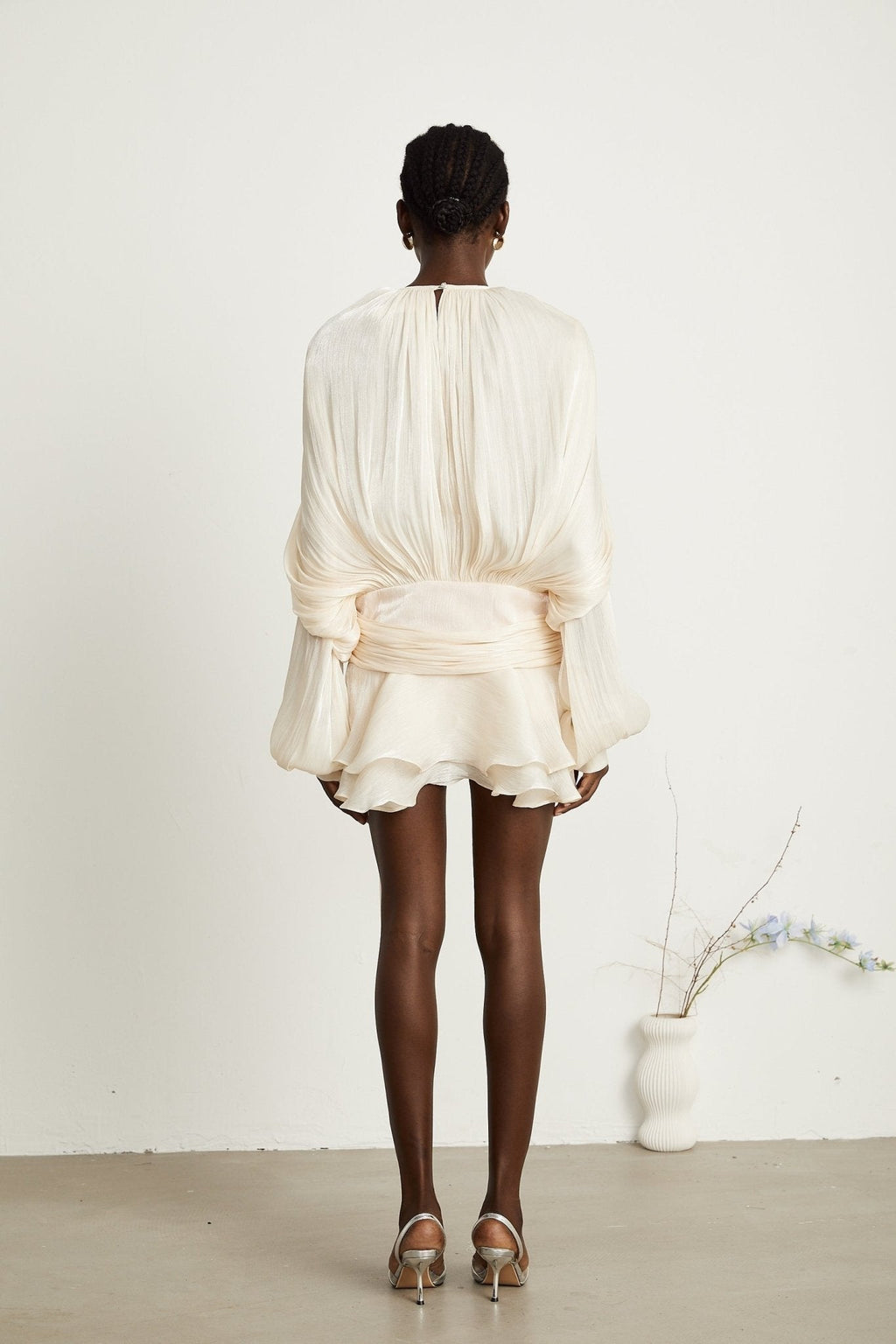 Sienna Mini Dress - Long Buttoned - Cuff Sleeves & Twist Design
