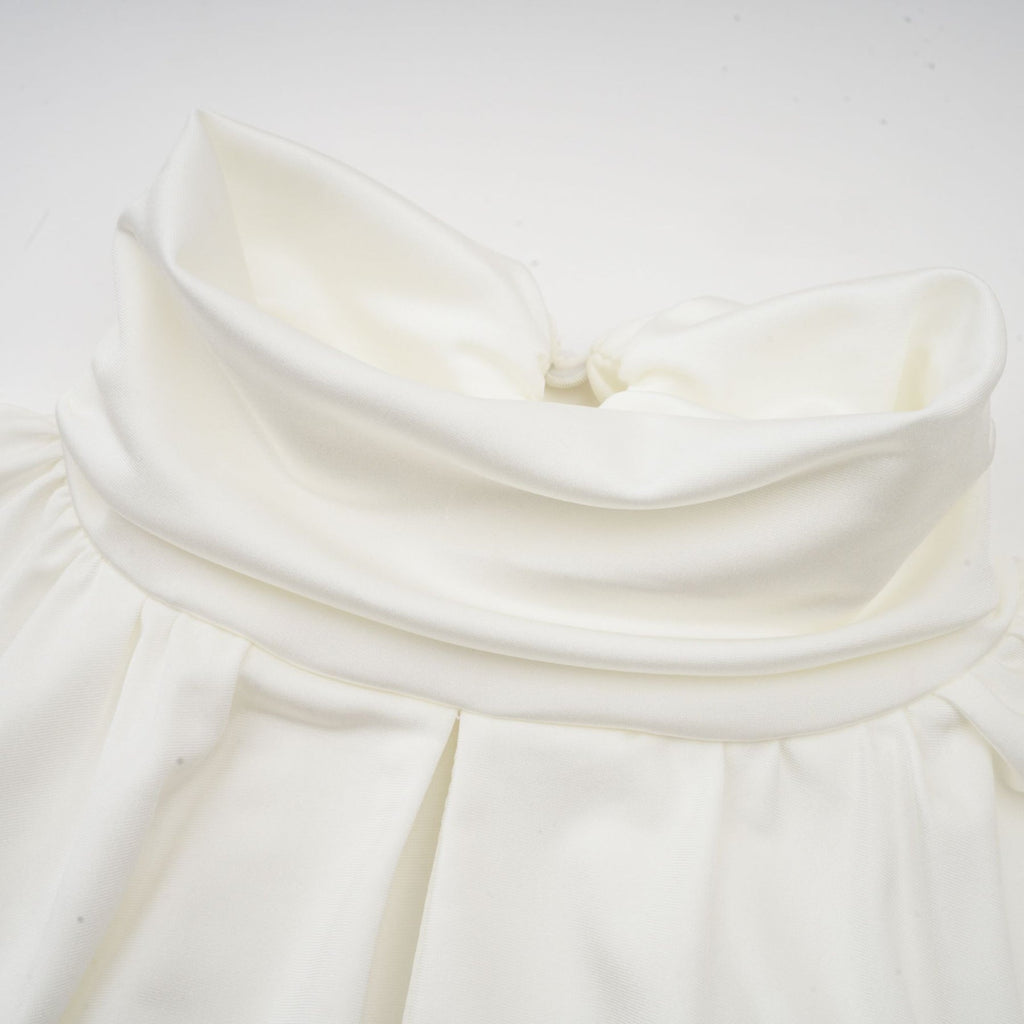 Silvana Mini Dress White Faux Flower Ruched Cut Out