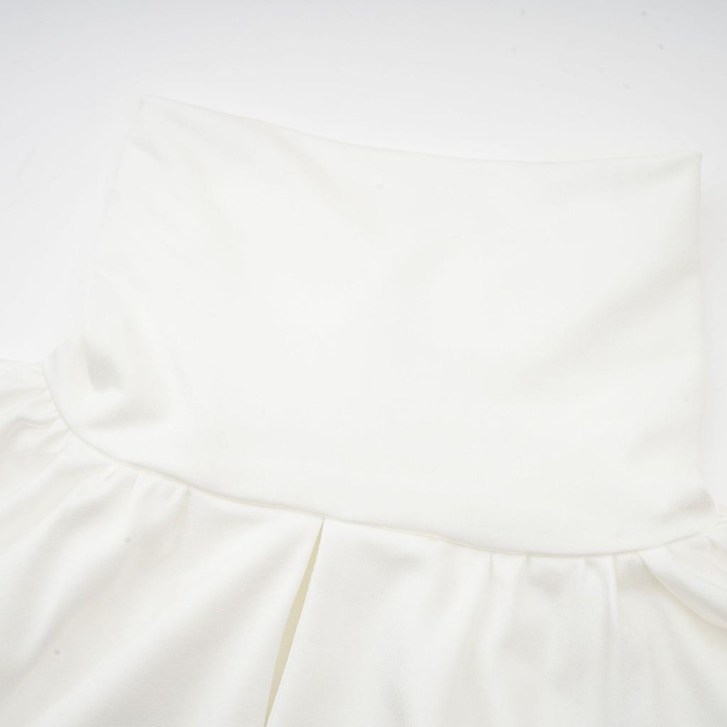 Silvana Mini Dress White Faux Flower Ruched Cut Out
