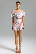 Silvana White Floral Puff Sleeve Dress