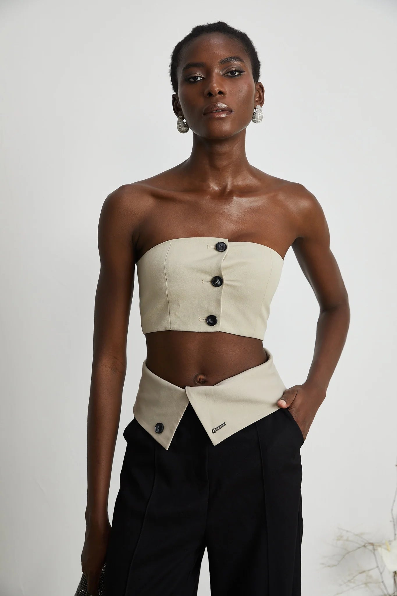 Silvestra Bustier Top & Panelled Trousers Set
