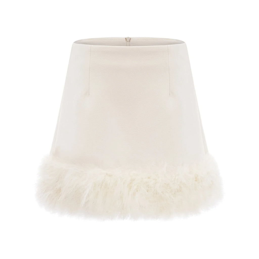 Simonetta Blazer & Skirt Feather Hem White Blazer