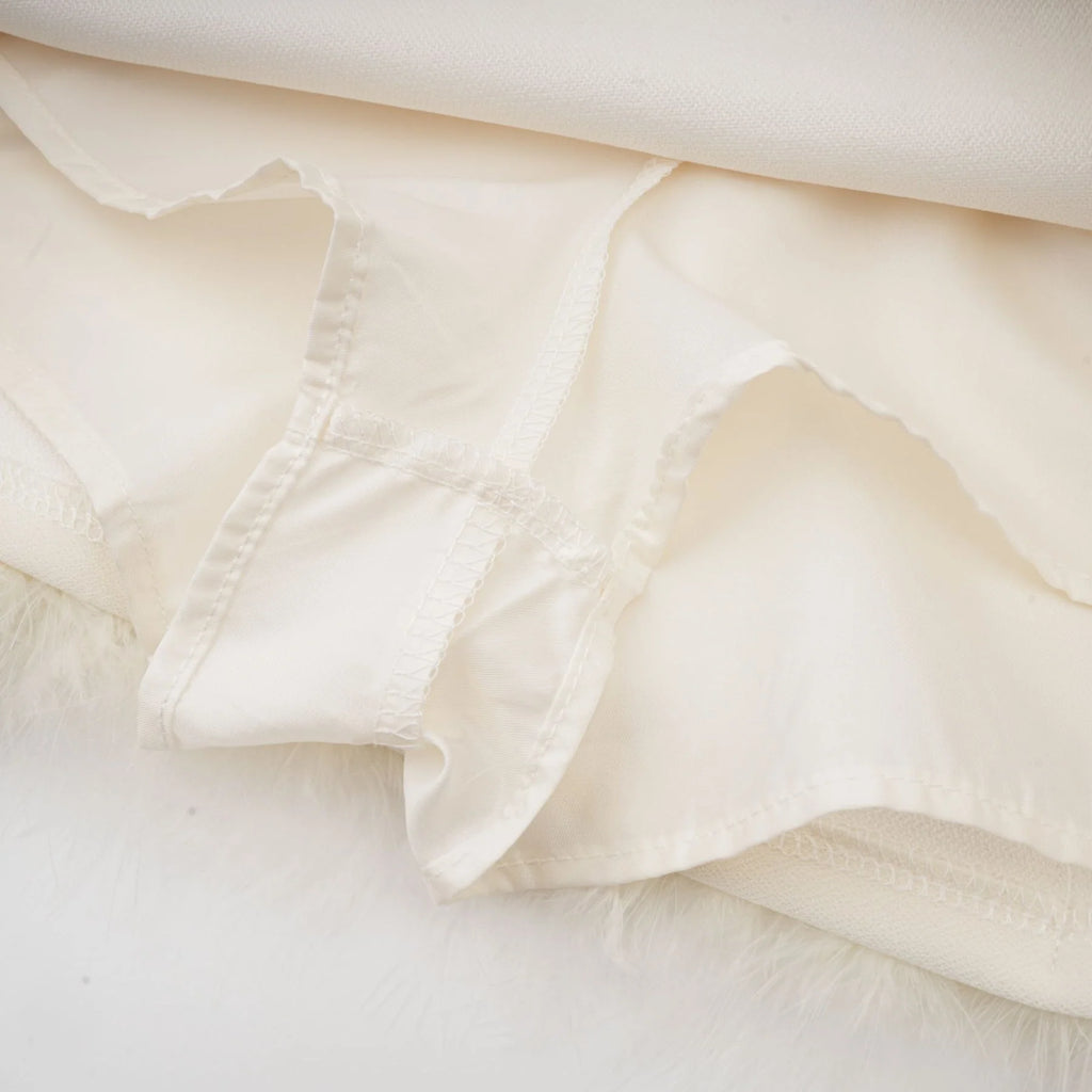 Simonetta Blazer & Skirt Feather Hem White Blazer
