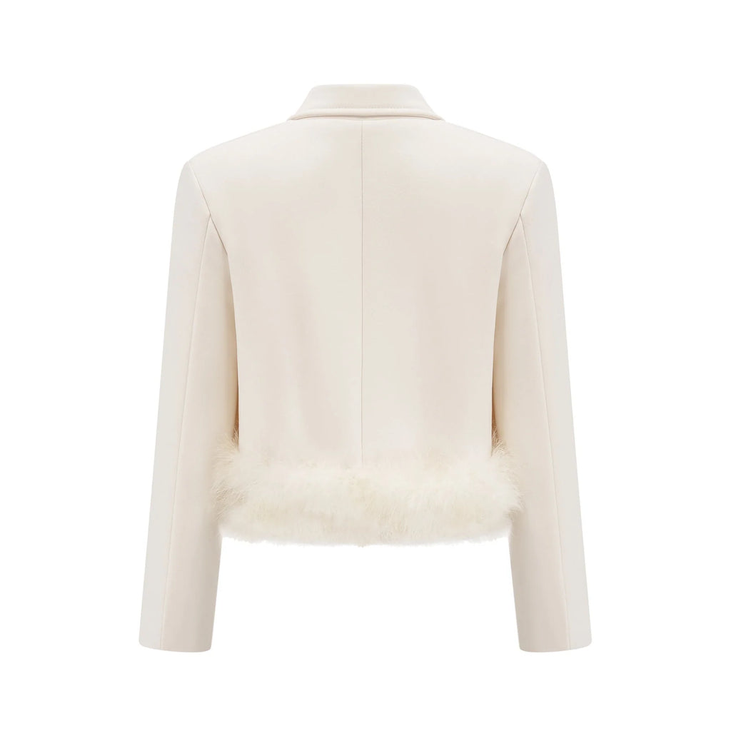 Simonetta Blazer & Skirt Feather Hem White Blazer
