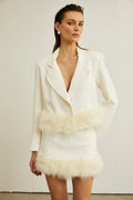 Simonetta Blazer & Skirt Feather Hem White Blazer