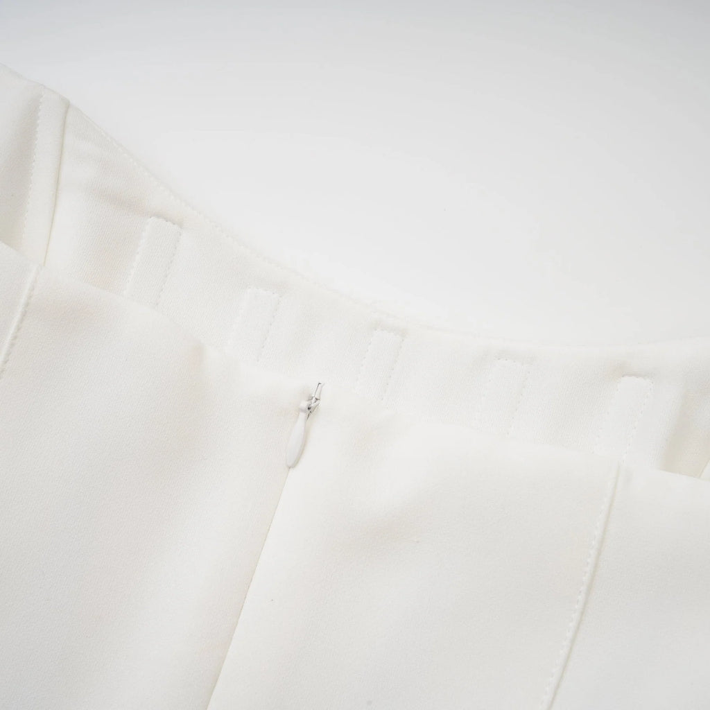 Skye Midi Dress White Off Shoulder Embellished Zip Fastening