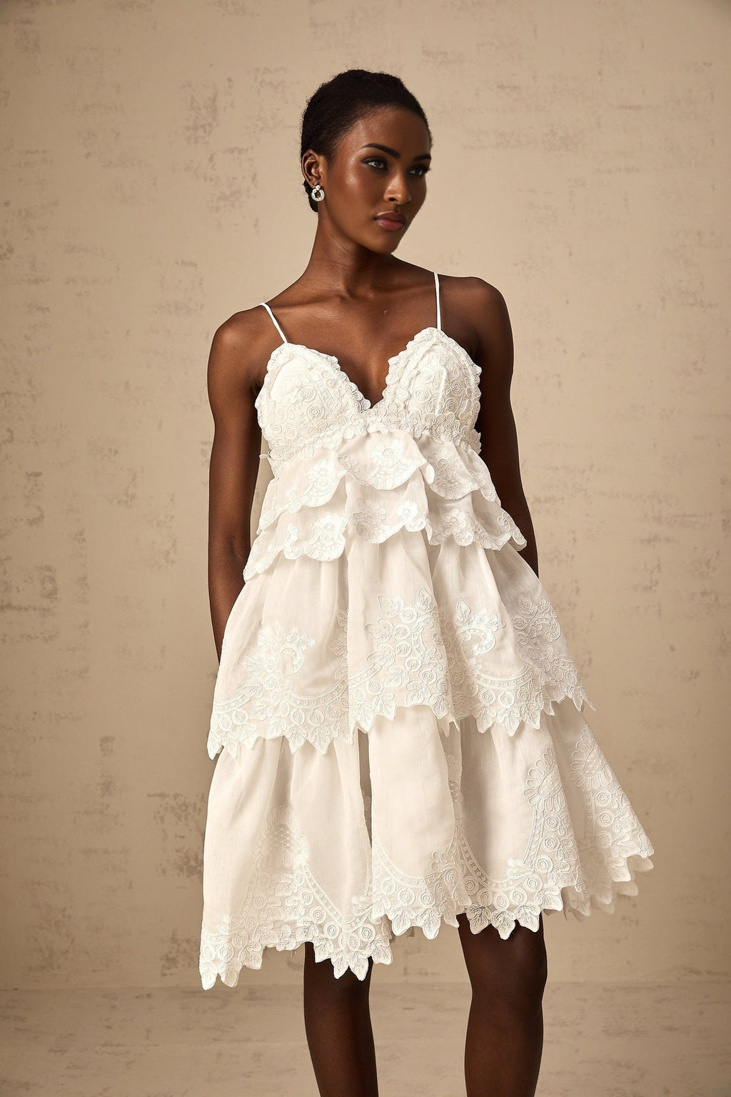 Skye Mini Dress Sweetheart Neck Lace Hem