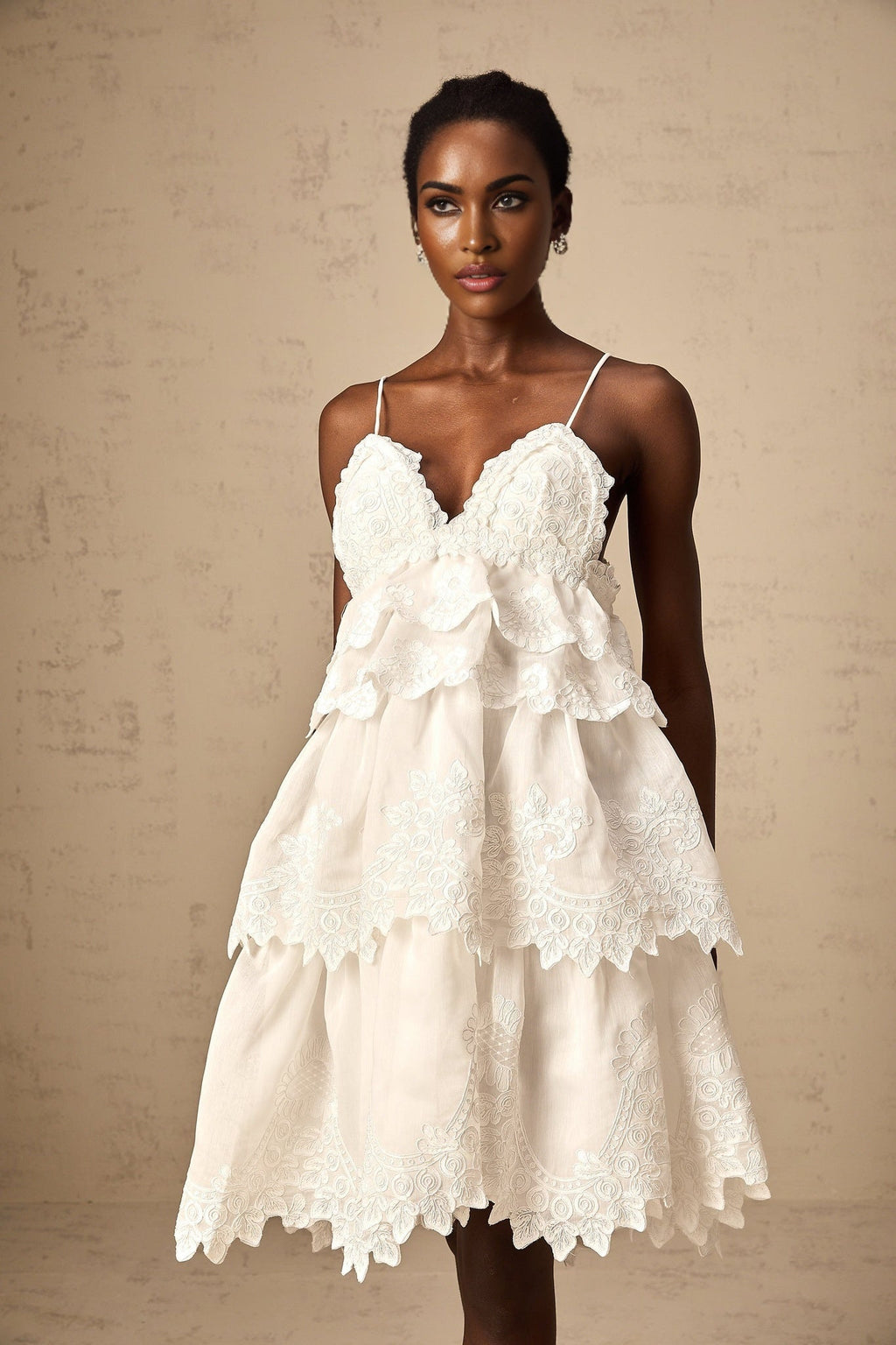 Skye Mini Dress Sweetheart Neck Lace Hem