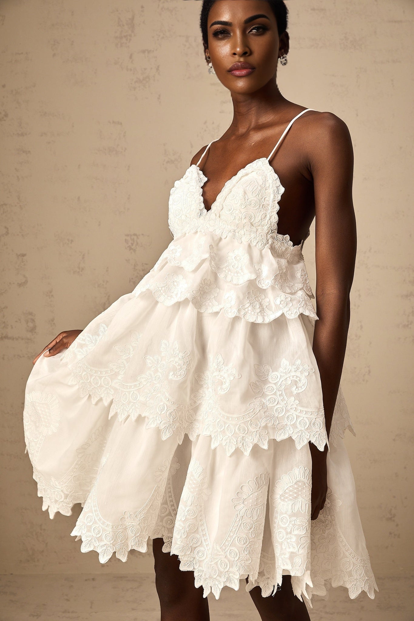 Skye Mini Dress Sweetheart Neck Lace Hem