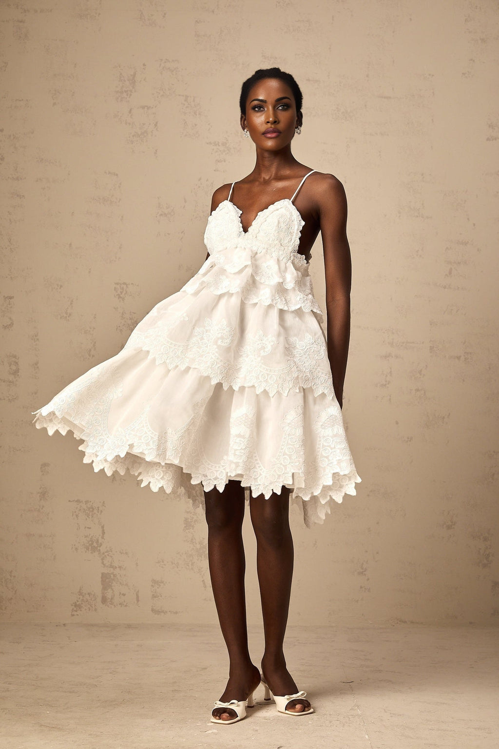 Skye Mini Dress Sweetheart Neck Lace Hem
