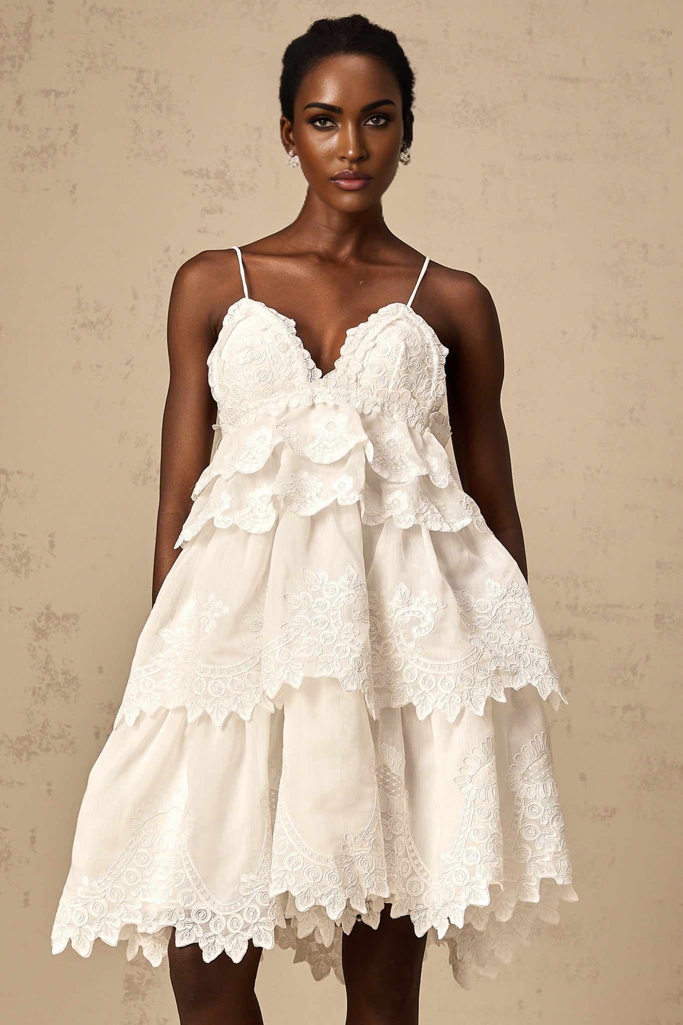 Skye Mini Dress Sweetheart Neck Lace Hem