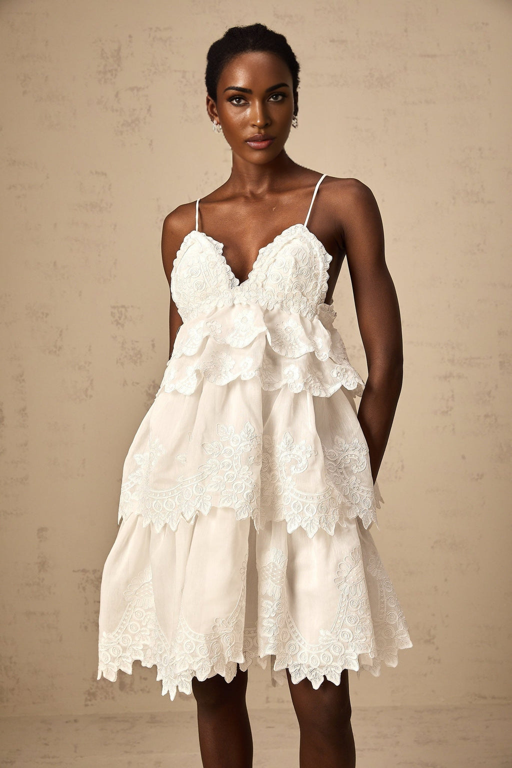 Skye Mini Dress Sweetheart Neck Lace Hem