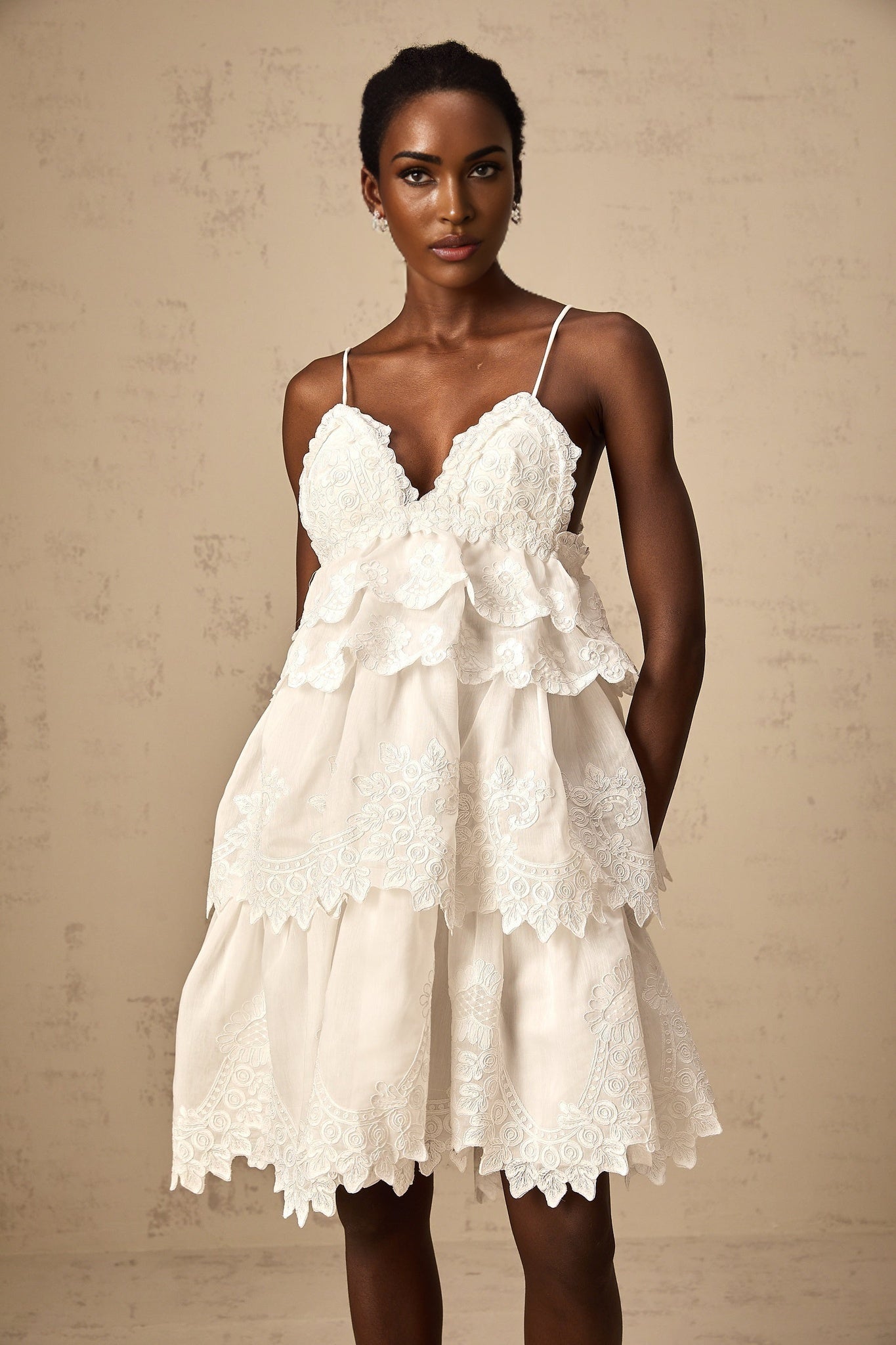 Skye Mini Dress Sweetheart Neck Lace Hem