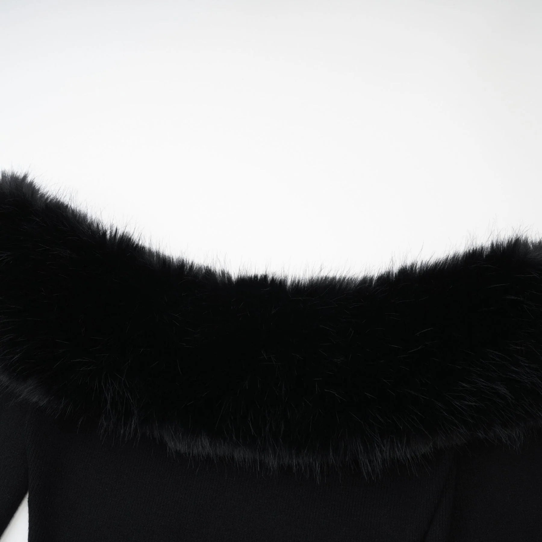 Skylar Dress Black Off - Shoulder Faux - Fur Mini