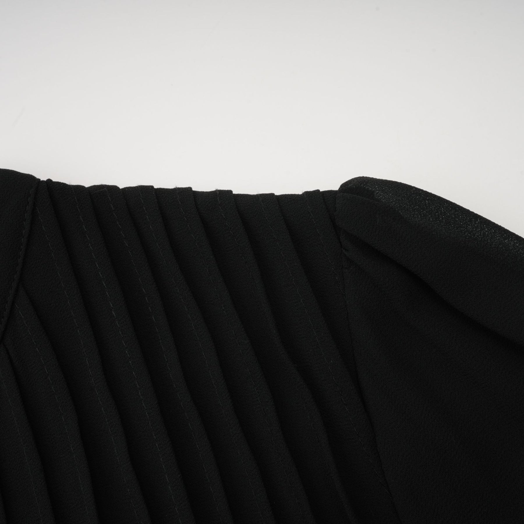 Sloan Midi Dress Black Pleated Gold Button Front Balloon Sleeves