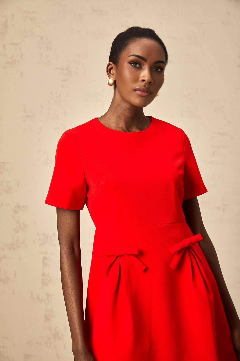 Sloan Mini Dress Red Bow Flare Back Zip