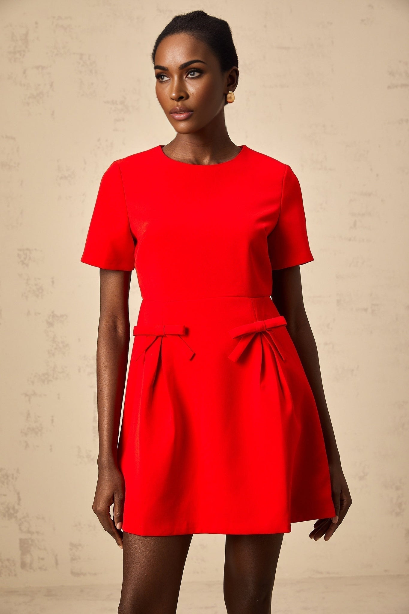 Sloan Mini Dress Red Bow Flare Back Zip