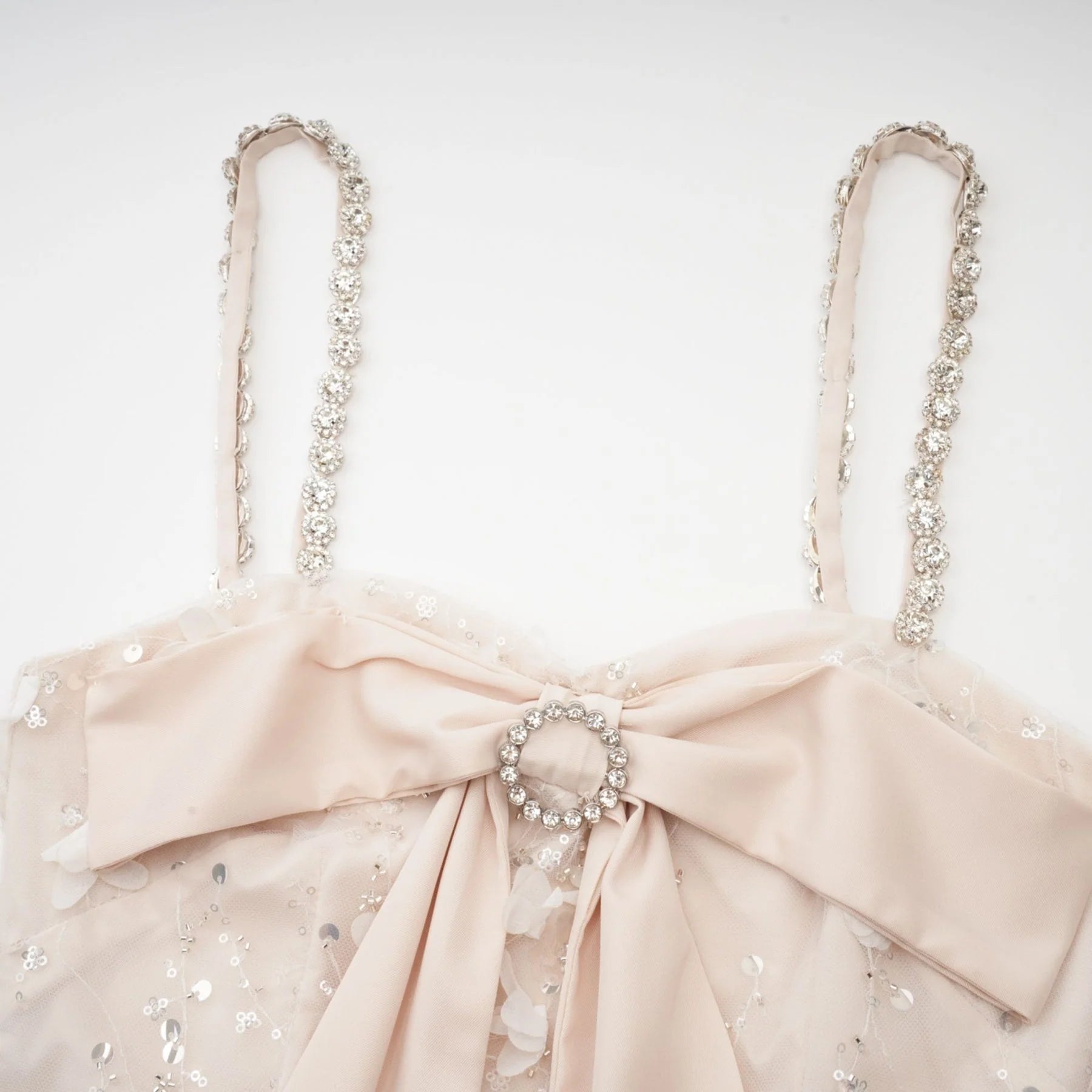 Sloan Sequin Mini Dress in Pink with Bowknot Detailing