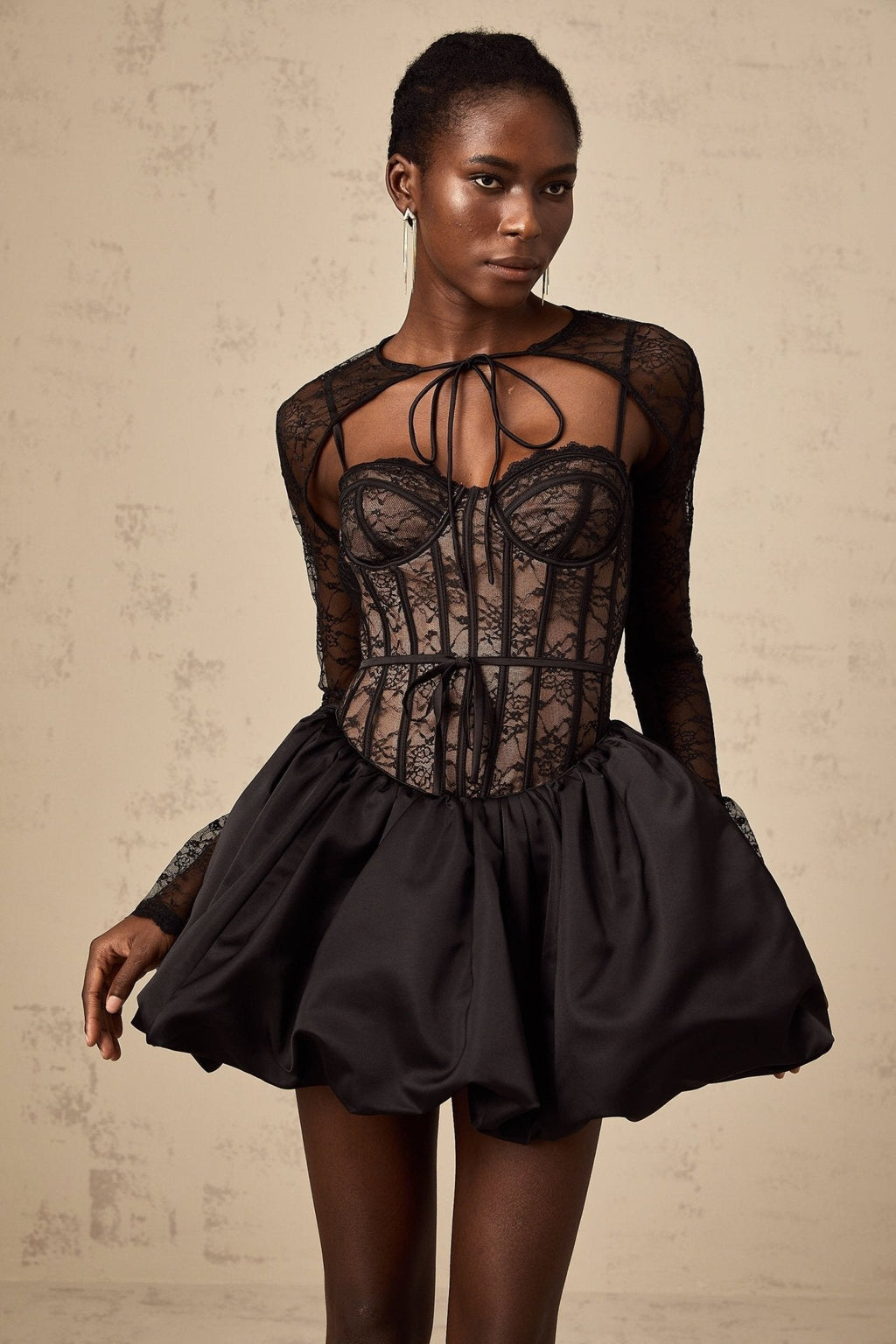 Sloan Vest & Dress Floral Lace Black Matching Set