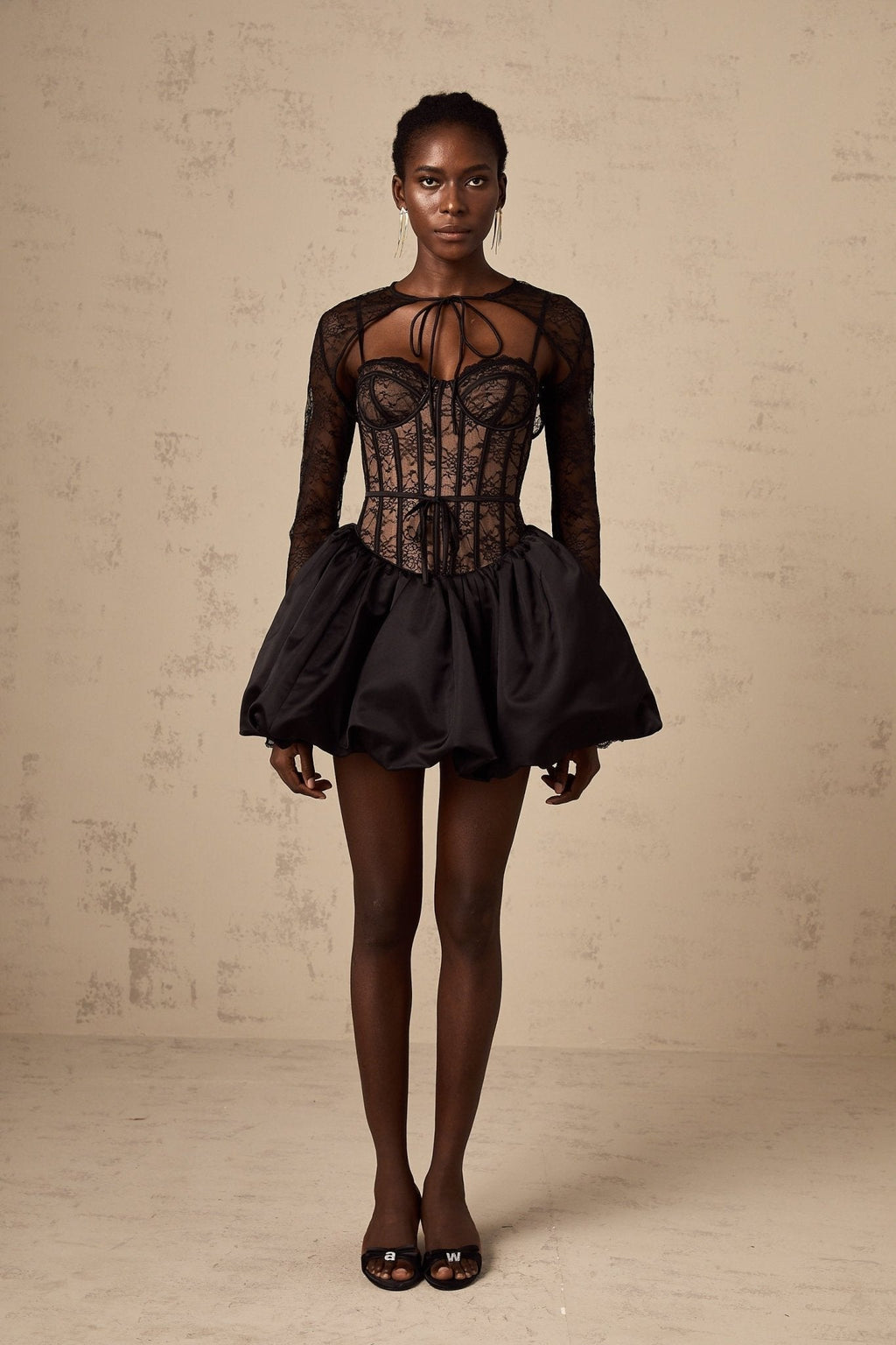 Sloan Vest & Dress Floral Lace Black Matching Set