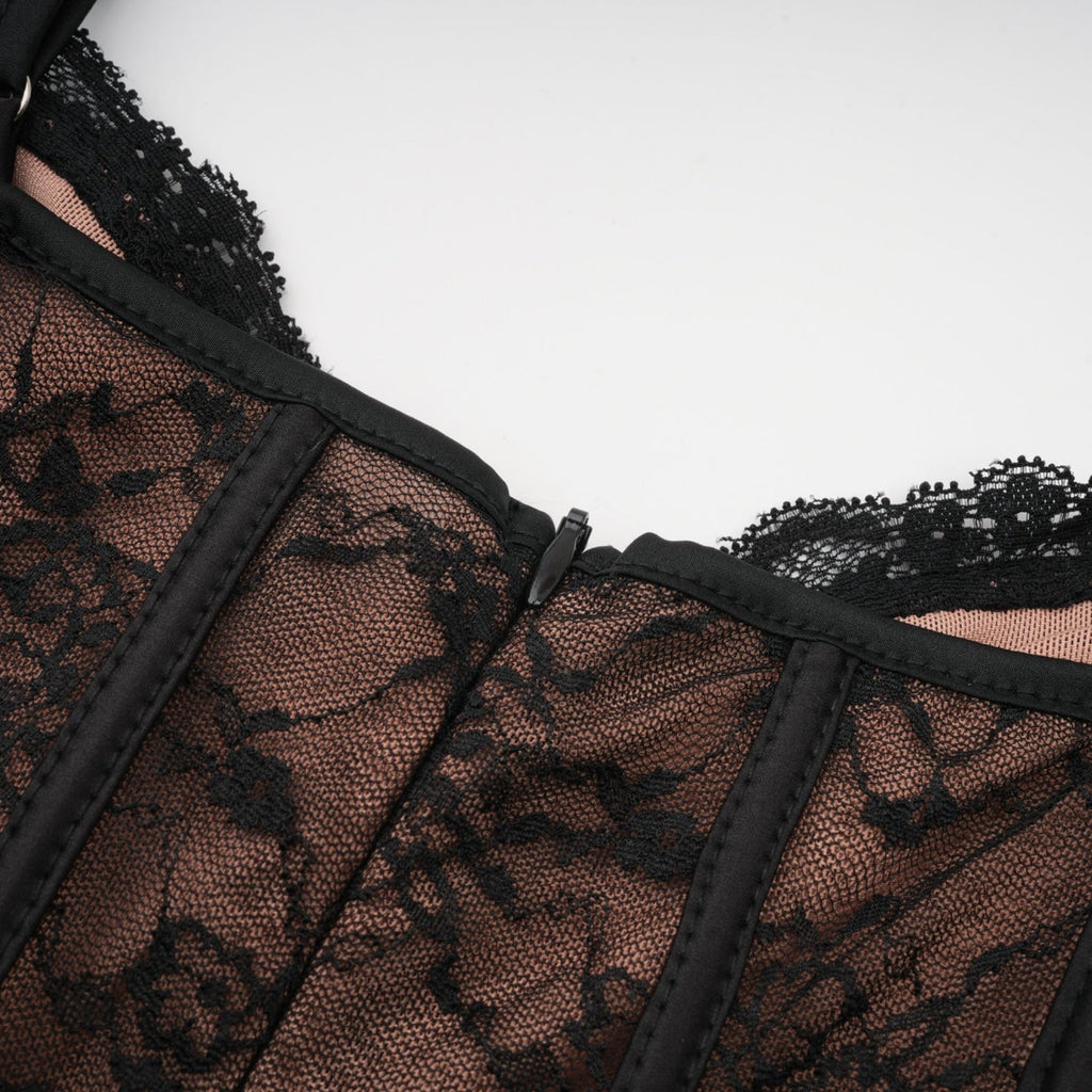 Sloan Vest & Dress Floral Lace Black Matching Set