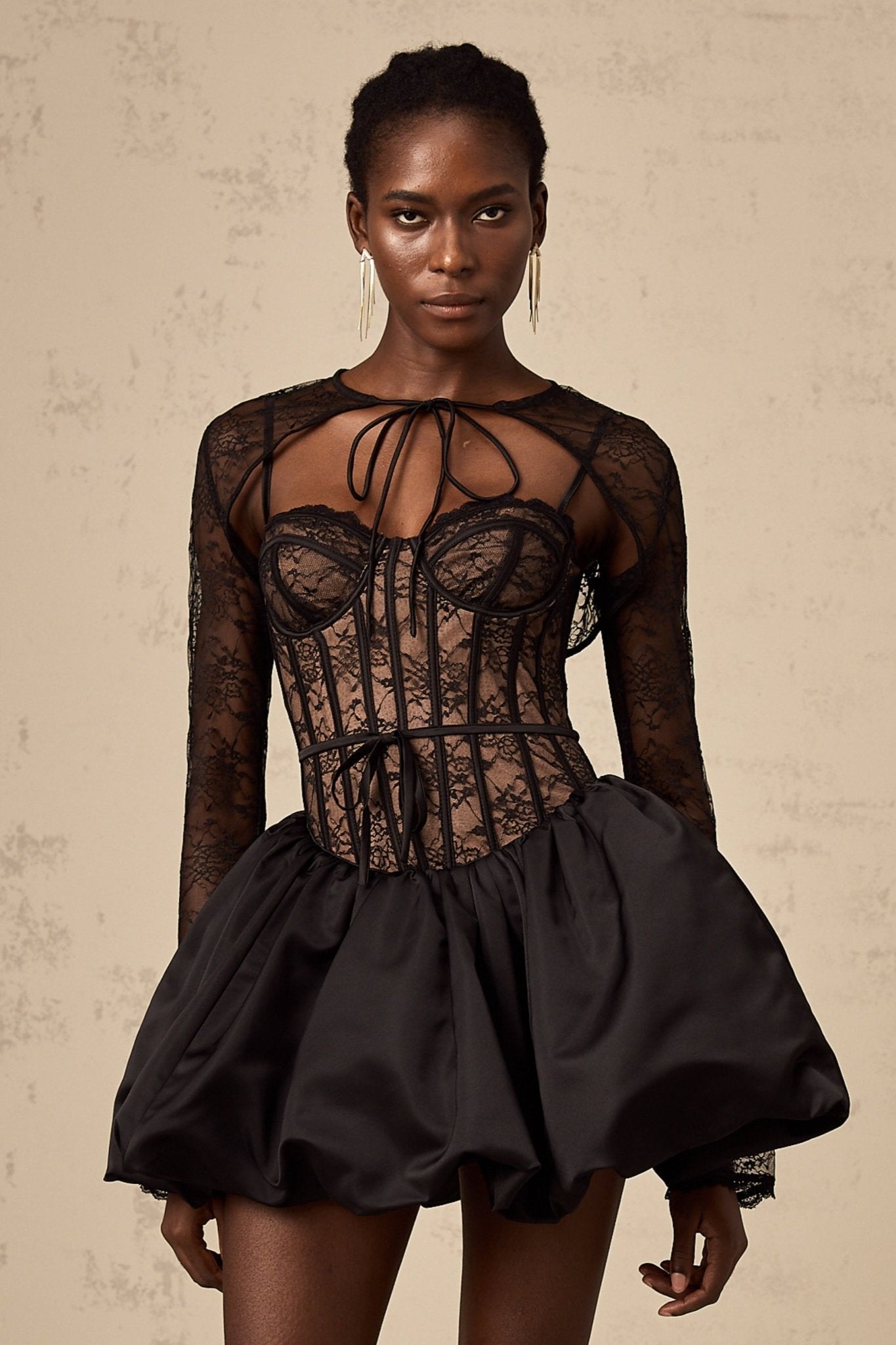 Sloan Vest & Dress Floral Lace Black Matching Set