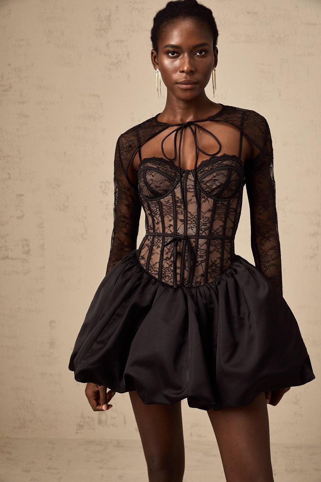 Sloan Vest & Dress Floral Lace Black Matching Set