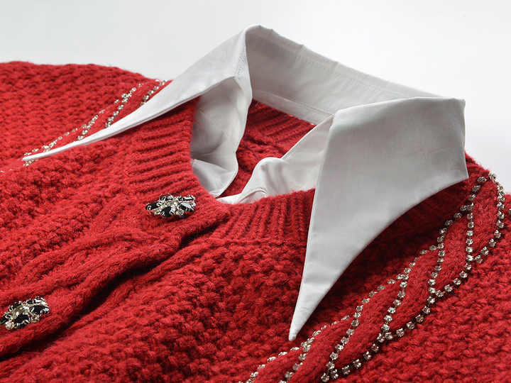 Sofia Cropped Cable Knit Cardigan - Decorative Buttons and Trim for a Relaxed Look