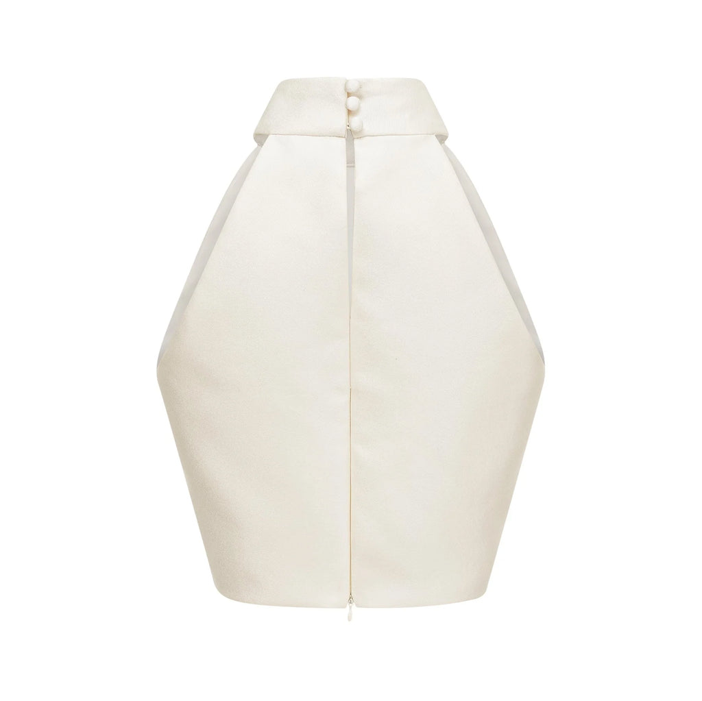 Sofia White Crystal - Embellished Top and Slit Skirt Set
