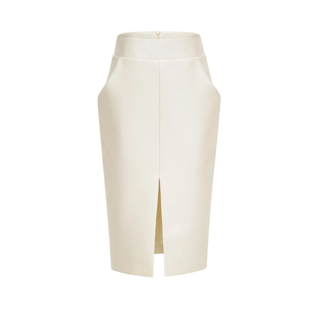 Sofia White Crystal - Embellished Top and Slit Skirt Set