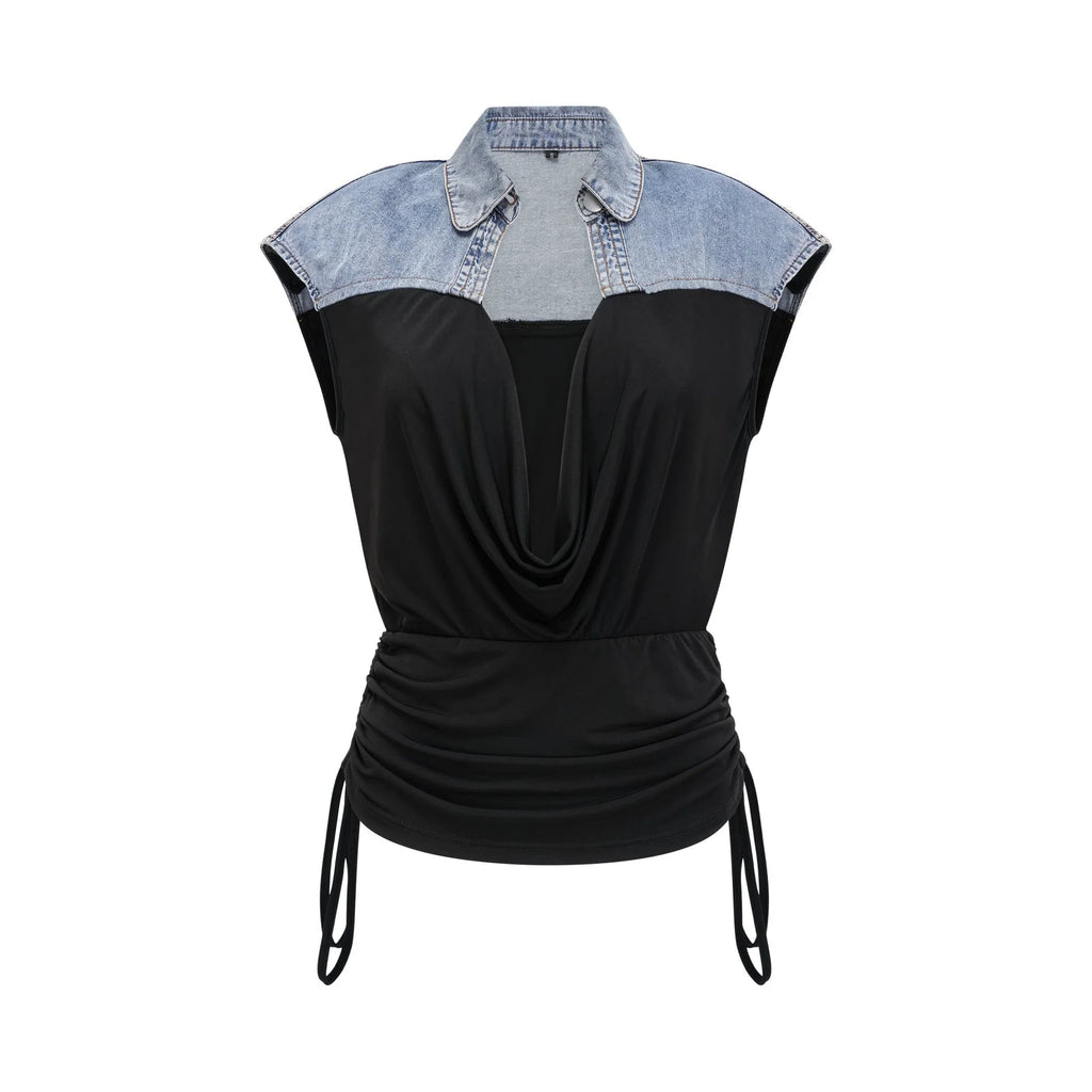 Sophia Draped Panelled Sleeveless Top and Ankle - Length Skirt Set