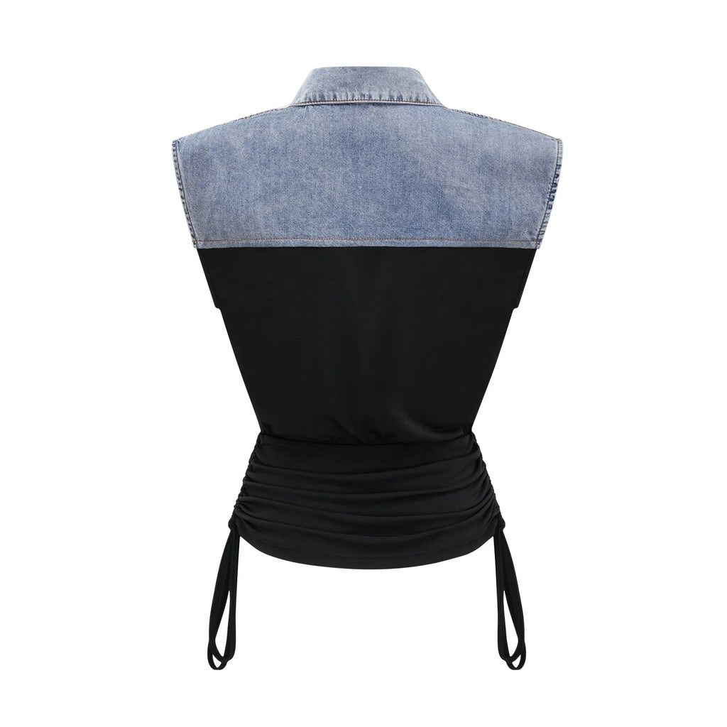 Sophia Draped Panelled Sleeveless Top and Ankle - Length Skirt Set