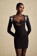 Sophia Mini Dress Lace Sequin Bustier Black