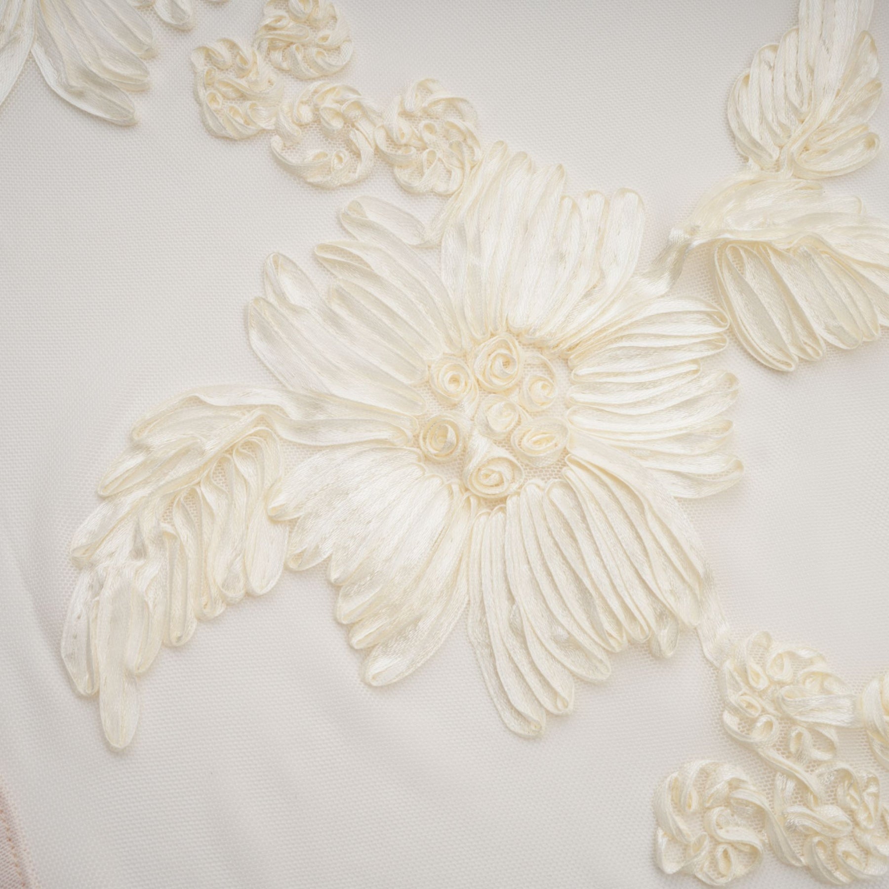 Sophia Off - Shoulder Apricot Gown with Floral Embroidery