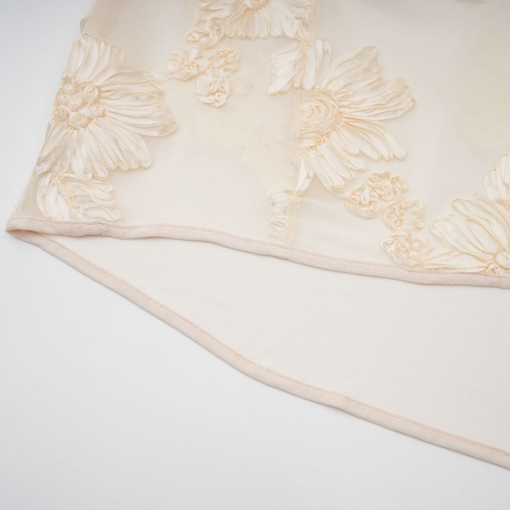 Sophia Off - Shoulder Apricot Gown with Floral Embroidery