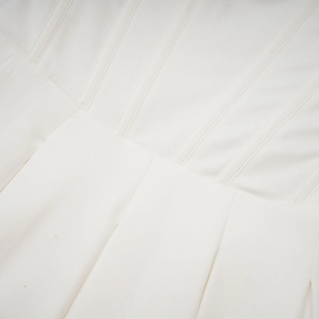 Stefania Midi Dress White Off Shoulder Corset Pleated Pockets