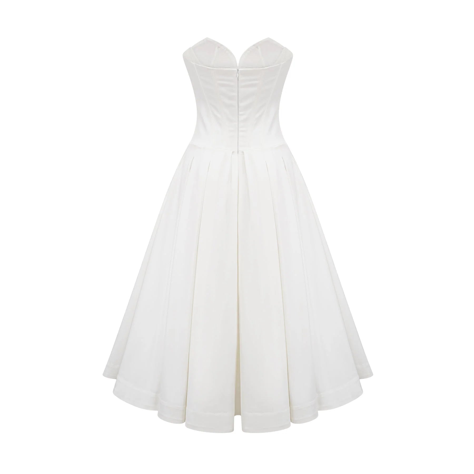 Stefania Midi Dress White Off Shoulder Corset Pleated Pockets